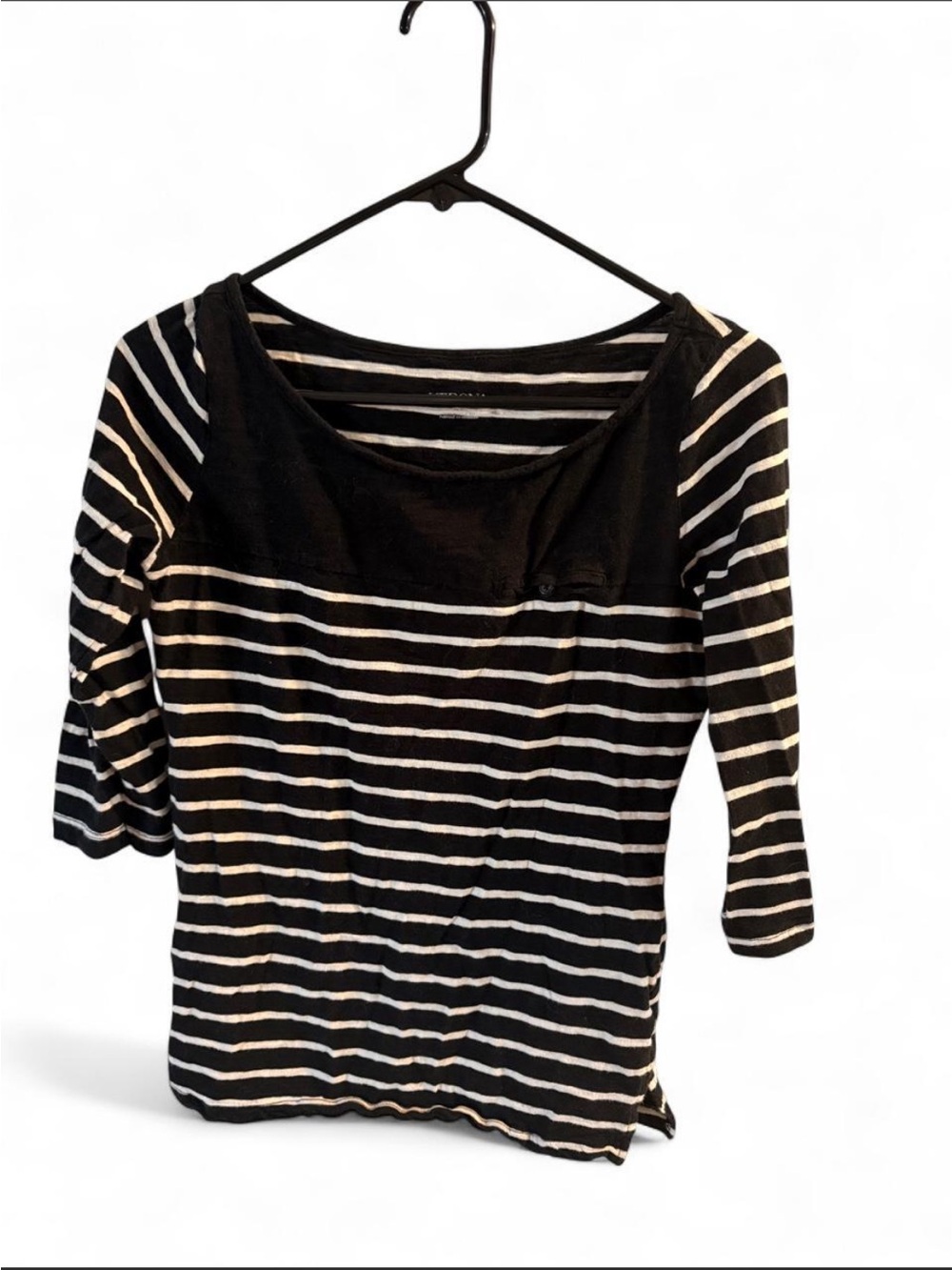 Merona Black and White Striped Scoop Neck Long Sleeve Top